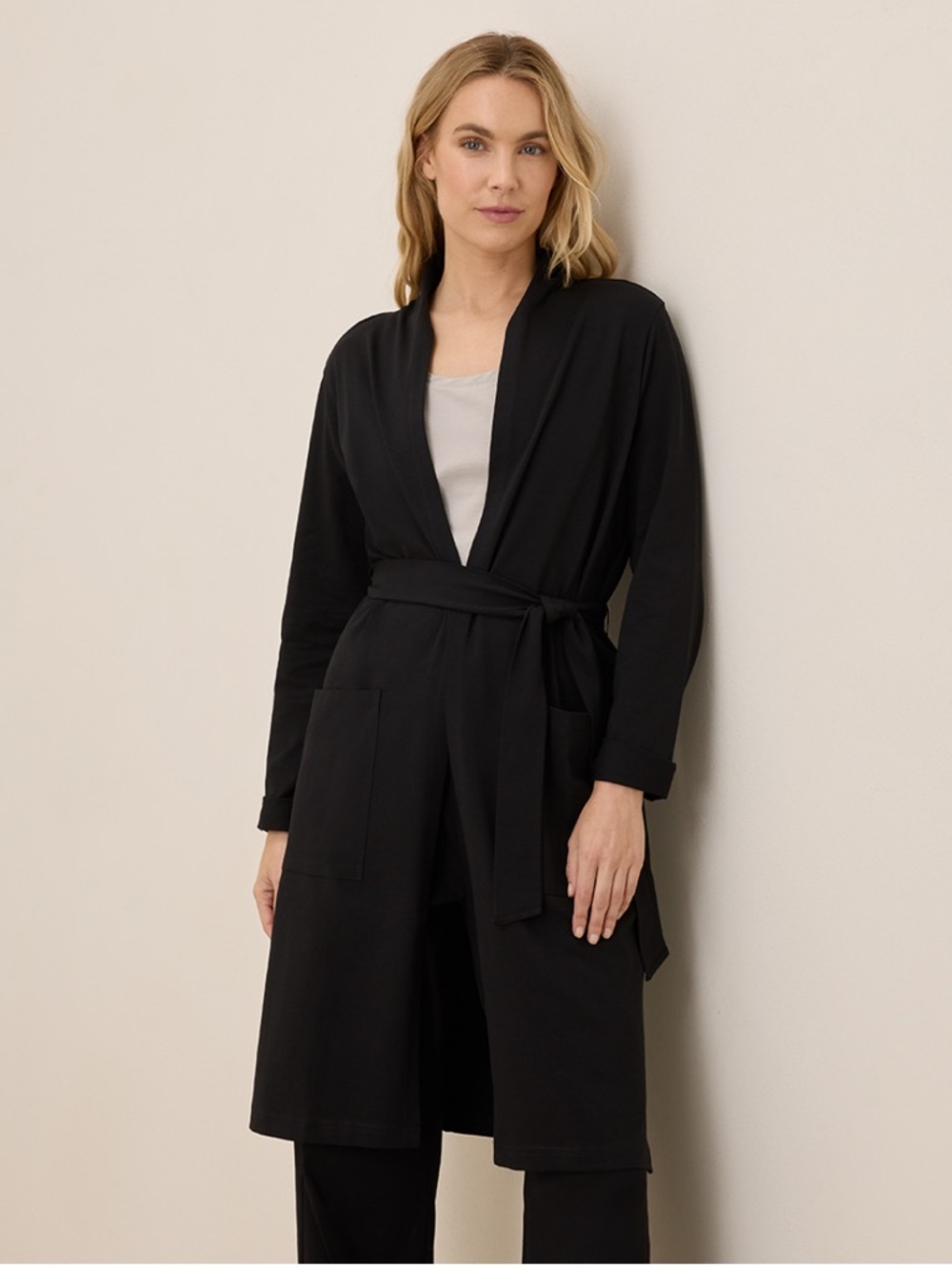Pact Black Organic Cotton Cool Stretch Lounge Duster
